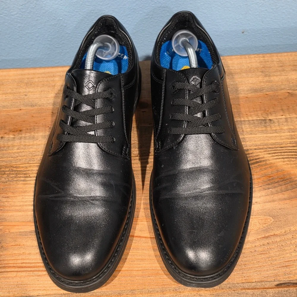 Nunn Bush Mens Wade Work Oxford Black Leather Slip‎ Resistant Shoes Size 11